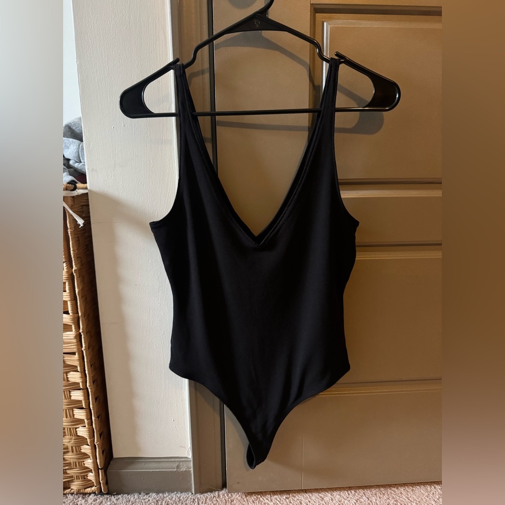Black v neck body suit